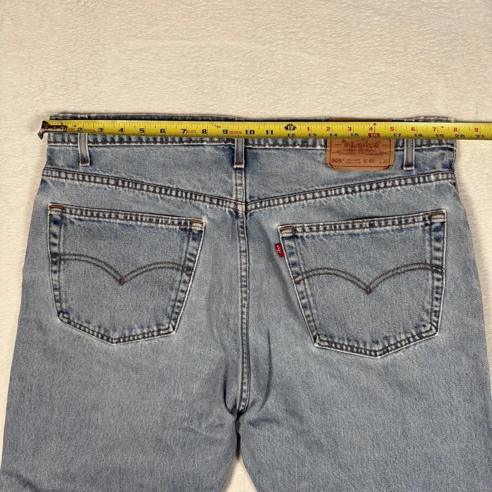 Levis 505 Jeans Mens 40x30 Blue Regular Fit Medium Wash Denim Vintage‎ 98 USA